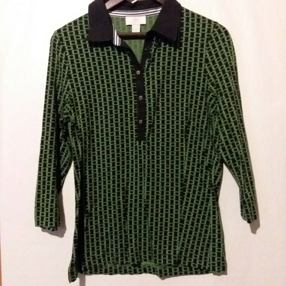 LOFT LARGE 3/4 Sleeve‎ Top Career Wear Blue & Green